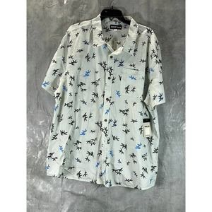 Reef Men's Sprout Green Printed Eric Button-Up Short-Sleeve Shirt SZ 2XL